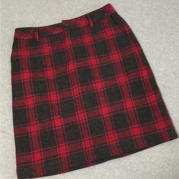 Eddie Bauer Plaid Wool Skirt Size 4 Academia Preppy Office Career Coquette - Picture 1 of 10